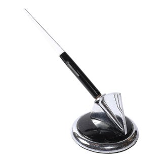 Art Deco Chrome, Lucite & Black Bakelite Fountain Pen Signed Esterbrook For Sale