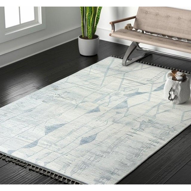 2020s 9x12 Ivory Hand-Knotted Wool Diamond Ladder Tribal Modern Carpet Rug For Sale - Image 5 of 5