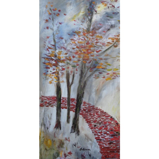 Post Impressionist Mid Century Modern Brick Path Through the Trees, Abstracted Landscape by Charles Fuhrman For Sale - Image 3 of 4