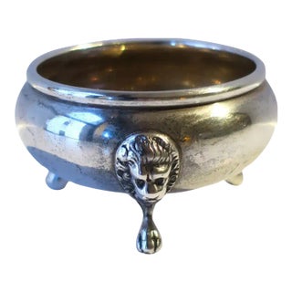 Sterling Silver Salt Cellar Lion Head and Paw Feet For Sale