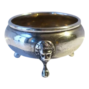 Sterling Silver Salt Cellar Lion Head and Paw Feet