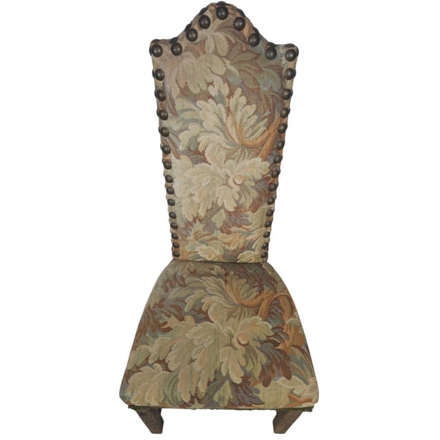 19th Century Italian High-Back Oak Chairs with Tapestry, Set of 4 For Sale - Image 6 of 10