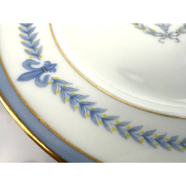 Rustic European Vintage 1940s Lamberton Blue and Ivory Puritan China Small Plates- Set of 10 For Sale - Image 3 of 10