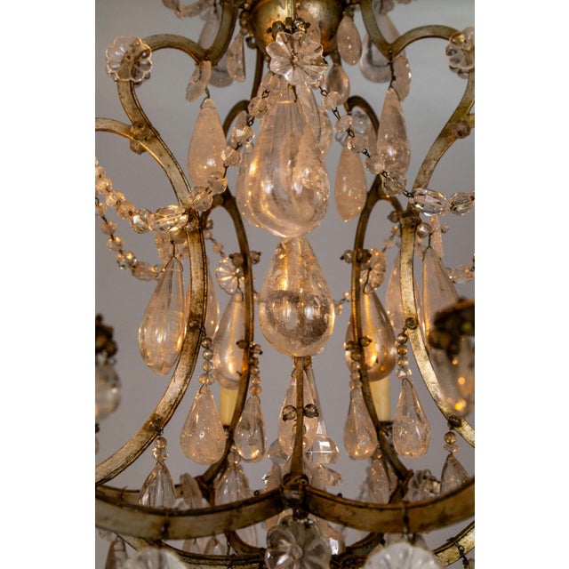 French 19th Century Rock Crystal Decked Silver Gilt 10-Light Chandelier For Sale - Image 3 of 4