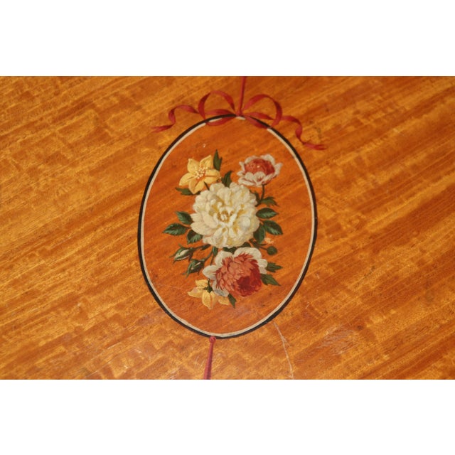 Adams Style Paint Decorated English Satinwood Demilune Console Table For Sale - Image 9 of 10