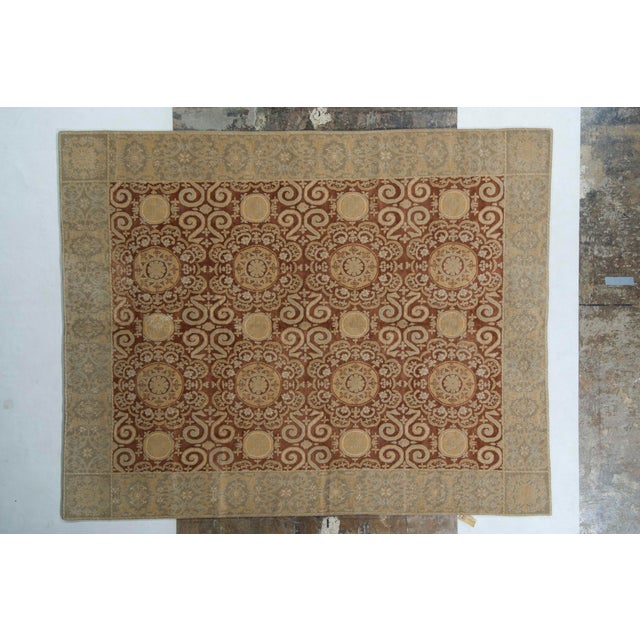 Rug & Kilim Rug & Kilim’s European Style Rug in Beige-Brown and Blue All Over Pattern For Sale - Image 4 of 8