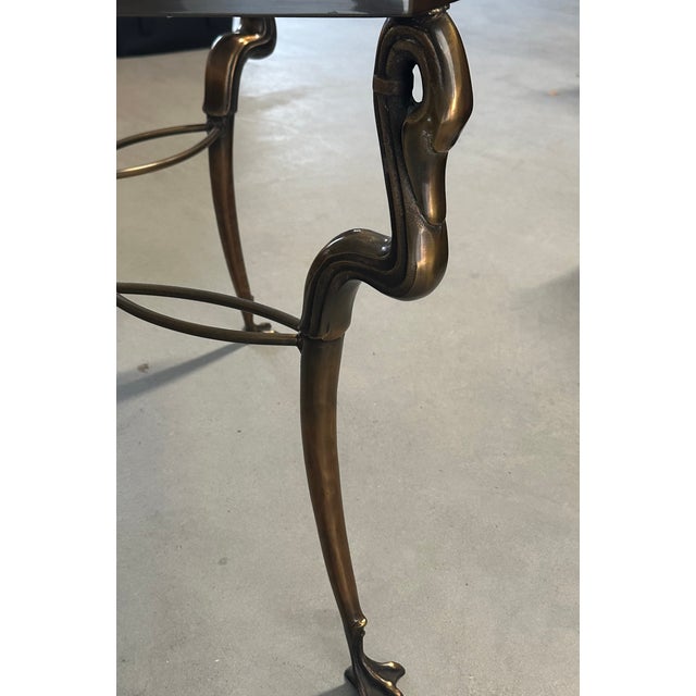 Brass Vintage Solid Brass and Ogee Edge Thick Glass Table For Sale - Image 8 of 12