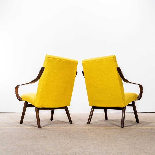 Mustard Upholstered Marl Armchair by Jaroslav Šmídek, 1950s For Sale - Image 3 of 9