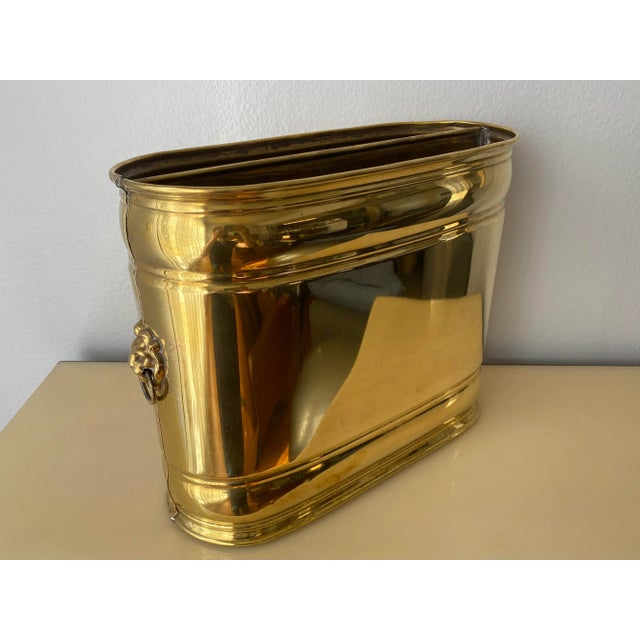 Mid-Century Modern 1970s Brass Lion Motif Magazine Holder For Sale - Image 3 of 11