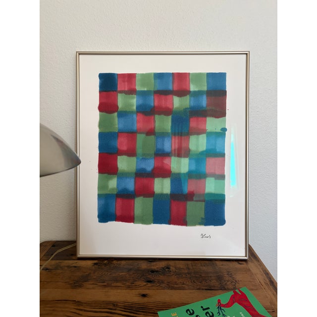 20”x24” Original Wall Alcohol Ink Painting Ca Artist B. Leeds Titled Rgb1 Museum Glass For Sale - Image 9 of 9