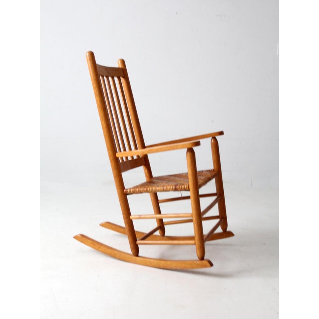 Antique Herringbone Seat Rocking Chair For Sale - Image 4 of 9