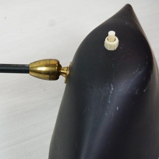 Metal Black Single Arm Wall Lamp attributed to Serge Mouille, 1950s For Sale - Image 7 of 14