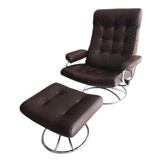 Vintage Ekornes Chair and Ottoman For Sale