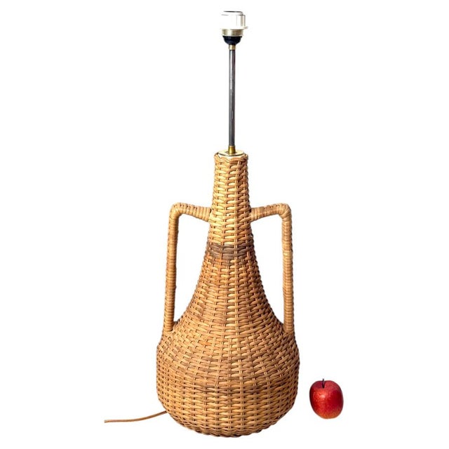 Large Mid-Century Handmade Floor Lamp in Rattan, 1960s For Sale - Image 16 of 16