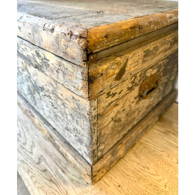 Wood Rustic Gray Painted Wood Chest For Sale - Image 7 of 11