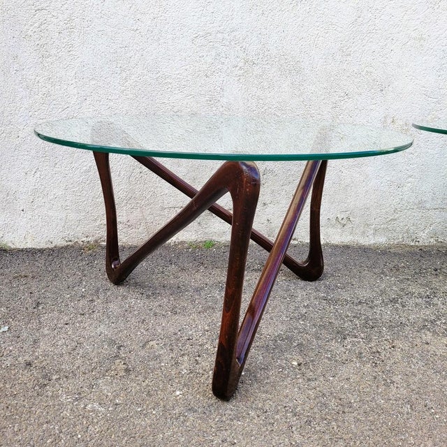 20th Century Coffee Tables in Wood and Glass, Set of 2 For Sale - Image 6 of 13