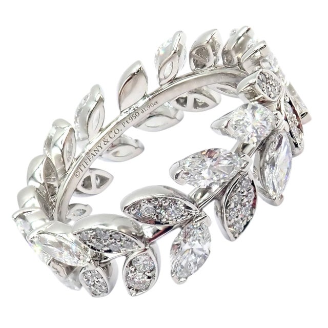 Contemporary Tiffany & Co. Platlinum Victoria Vine Diamond Eternity Ring, Size 7 For Sale - Image 3 of 17