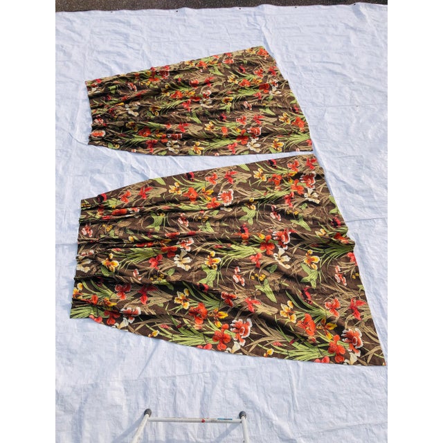 Mid-Century Modern Vintage Floral Design Curtains- a Pair For Sale - Image 3 of 11