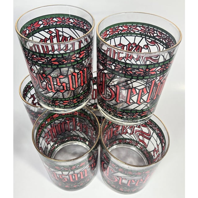 Mint Vintage Season's Greetings Double Old Fashioned Glasses- Set of Six For Sale - Image 8 of 16