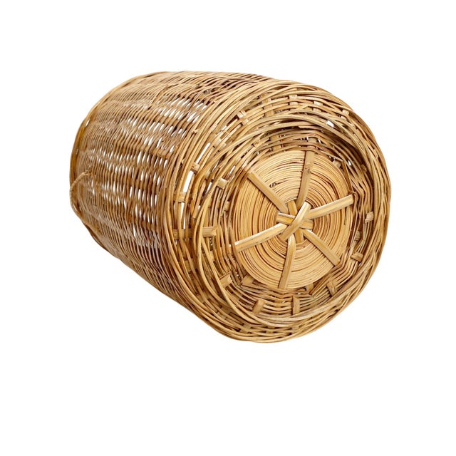 Wood Woven Wicker Lidded Small Hamper For Sale - Image 7 of 7