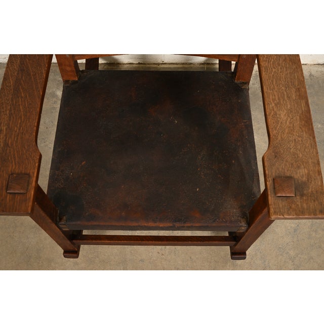 Gustav Stickley Antique Mission Oak Arts & Crafts Rocking Chair, Circa 1910 For Sale - Image 10 of 13