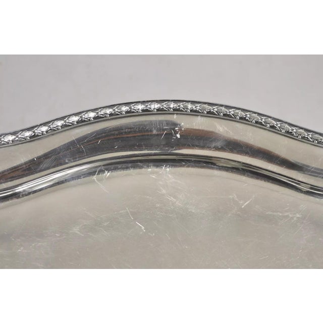 Gorham Early 20th Century Gorham English Edwardian Y907 Wreath Silver Plated Oval Serving Platter Tray For Sale - Image 4 of 12