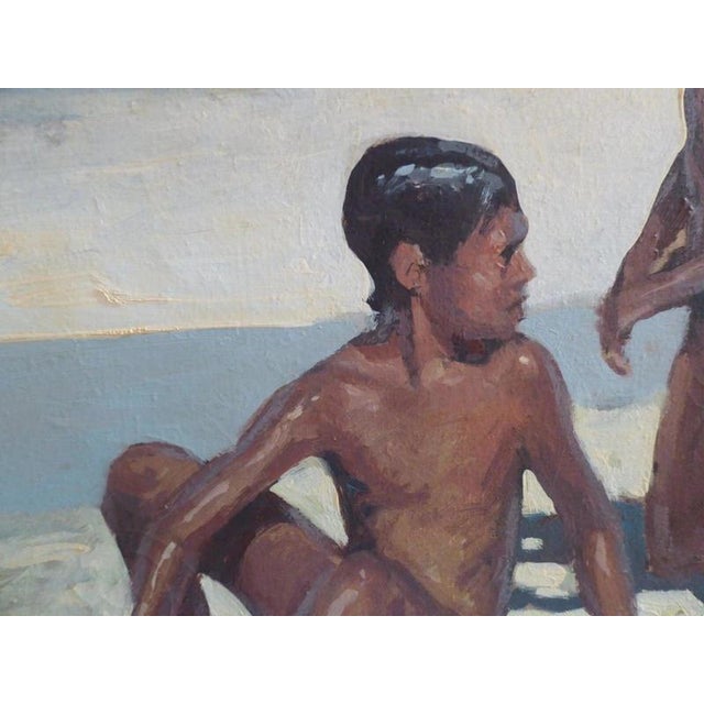Pablo Matania, Boys on the Beach, Mid Century, Oil on Canvas For Sale - Image 10 of 18