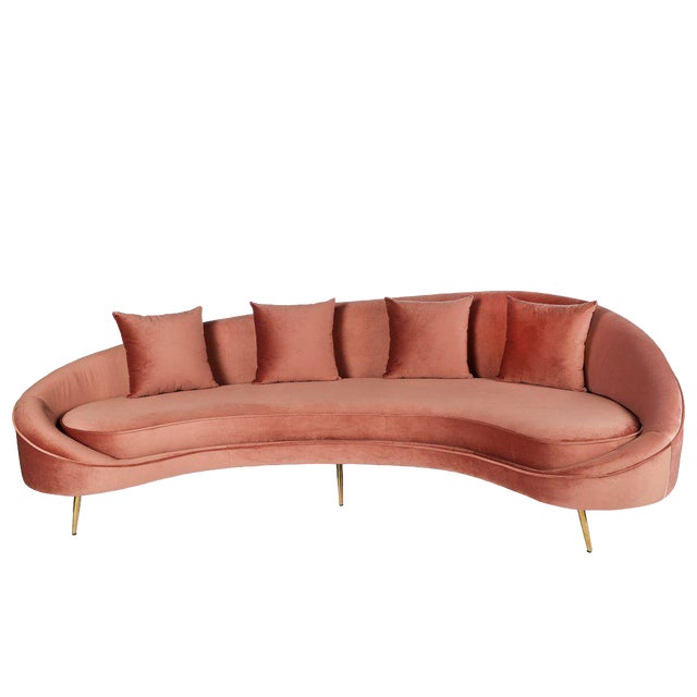 Pink Curved Sofa & Pillows Chairish