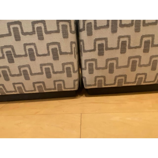 Pair of Grey Patterned Transitional Ottomans For Sale - Image 4 of 7
