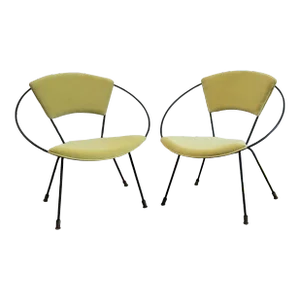 1950s Mid Century Iron Hoop Chairs- - a Pair