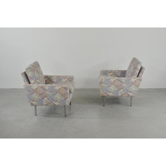 Armchairs produced by Hans Kaufeld in the 1970s. Solid wooden frame construction on steel legs, upholstered in colorful...