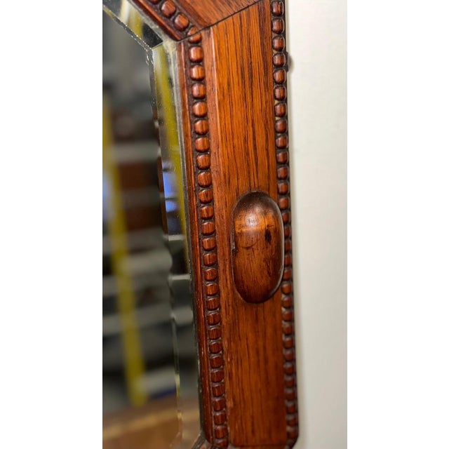 Wood Art Deco 1920s Bevelled Mirror Oak Mirror For Sale - Image 7 of 12