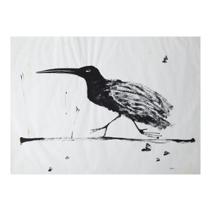 1977 Modernist Shore Bird Ink Drawing