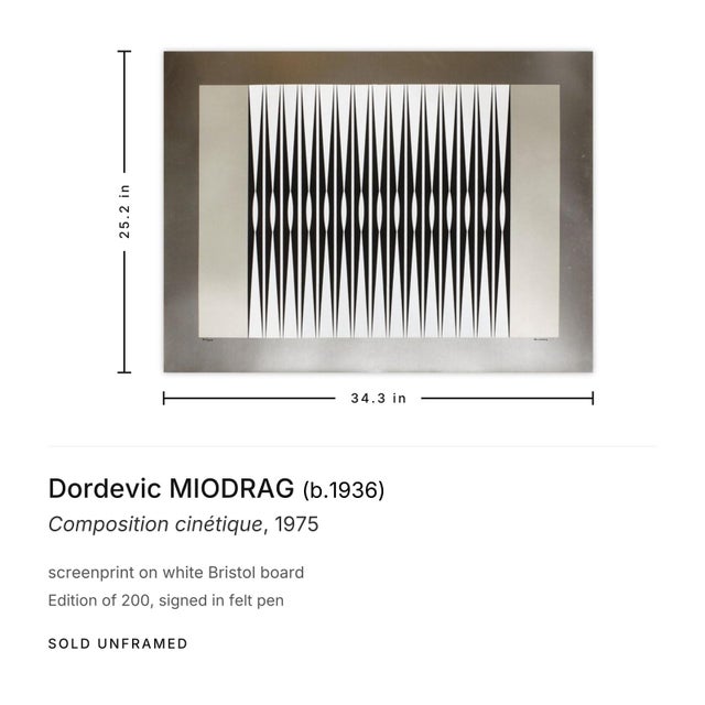 Mid-Century Modern 1975 Dordevic Miodrag Composition Cinétique Signed Screenprint For Sale - Image 3 of 3