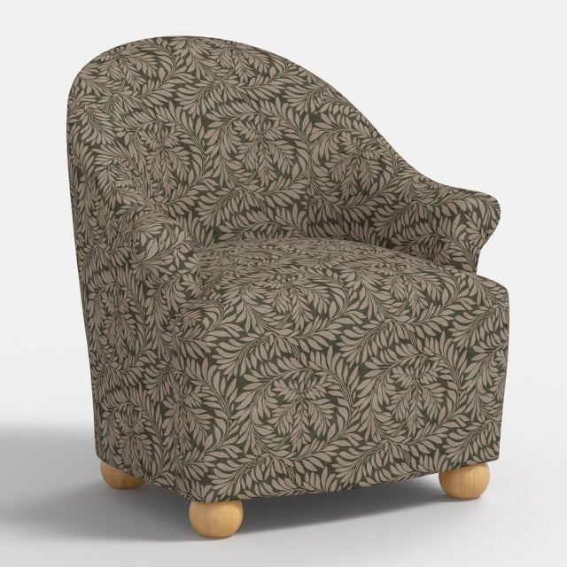 Spritely Home Stoffer Home x Cloth & Company Marie Bun Foot Chair in Geogian Vine Olive and Mauve For Sale - Image 4 of 8