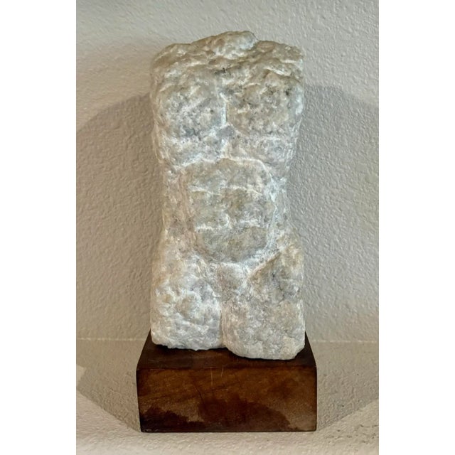 Abstract Abstract Sculpture in Chiseled Marble of a Male Torso by Artist ‘Si’ Gordon (11" High), Signed For Sale - Image 3 of 9