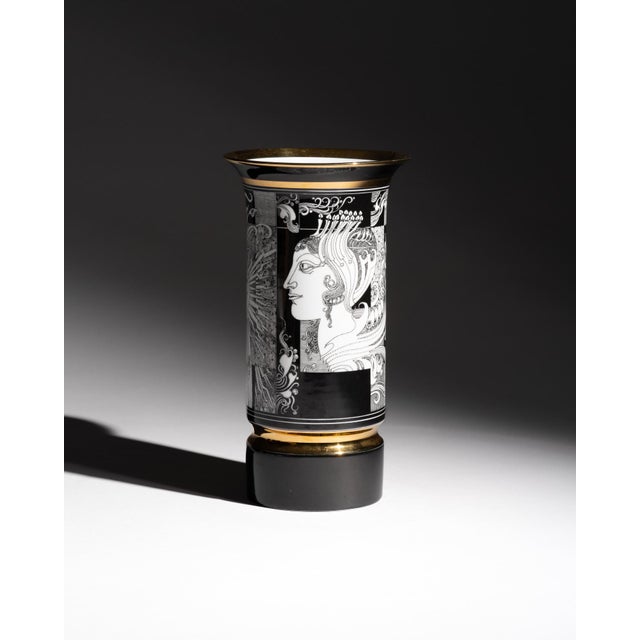 Tall Vintage Black and White Graphic Art Vase, 1970s For Sale - Image 9 of 9