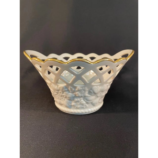 Another gorgeous Lenox Fine China item is this Ivory Lattice work bowl or small Jardiniere in the Golden Meadows pattern...