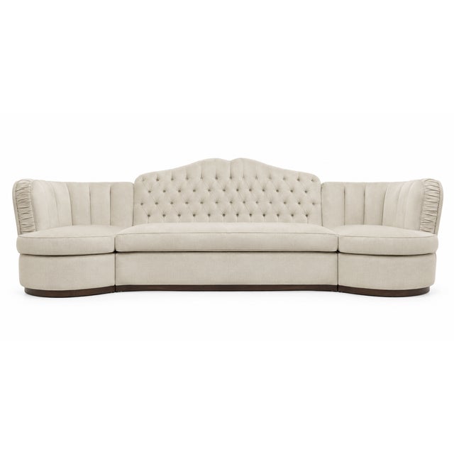 Contemporary Hollywood Regency Cream Tufted Sofa by Dorothy Draper For Sale - Image 3 of 3