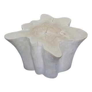 Andrianna Shamaris Bleached Teak Wood Organic Side Table For Sale