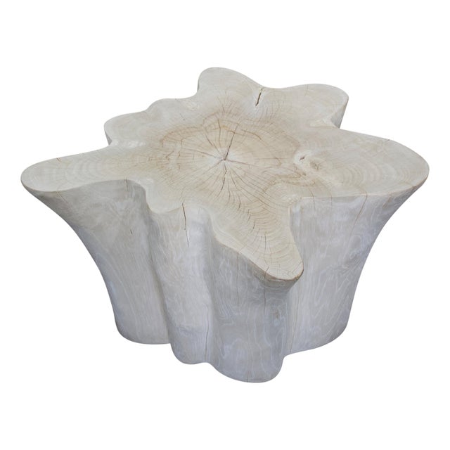 Andrianna Shamaris Bleached Teak Wood Organic Side Table For Sale