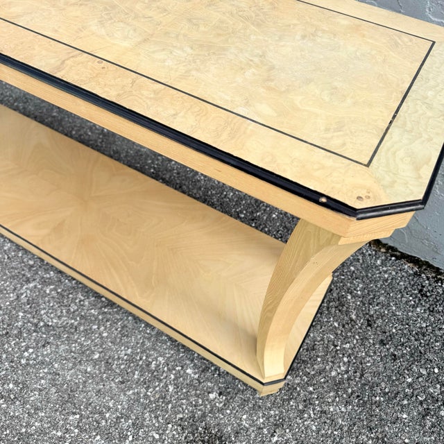 Wood Vintage Art Deco Burlwood Console Table For Sale - Image 7 of 12