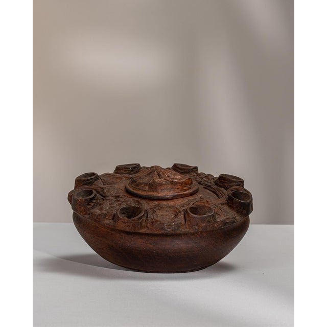 Italian Mid 20th Century Italy Brown Wood Cocktail Glass For Sale - Image 3 of 15