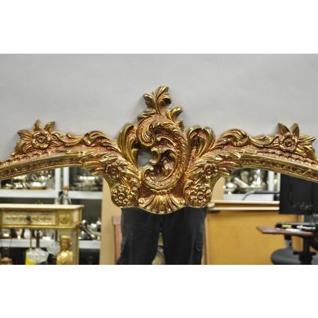 Vintage French Rococo Large Gold Wall Mirror With Bisque Figural Lovers Plaques For Sale - Image 4 of 12