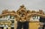Vintage French Rococo Large Gold Wall Mirror With Bisque Figural Lovers Plaques For Sale - Image 4 of 12
