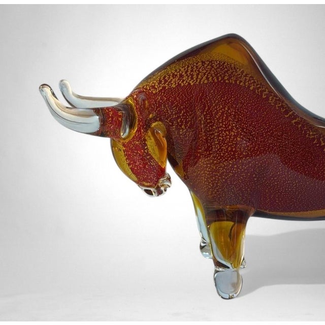 Glass Late 20th Century Murano Red Glass Bull Sculpture “Sommerso” Technique For Sale - Image 7 of 16