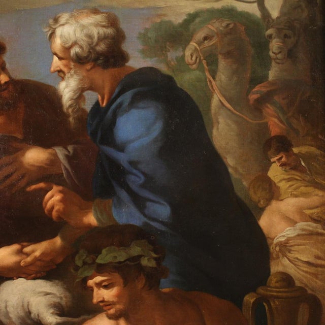Italian Artist, The Alliance of Jacob and Laban, 1650, Oil on Canvas, Framed For Sale - Image 8 of 15