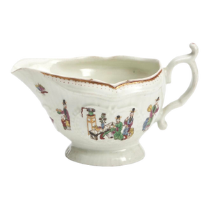 Antique 18th Century English George III Worcester Porcelain Sauce Boat With Chinoiserie Decoration