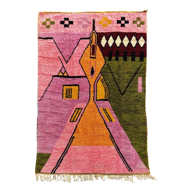 Large Moroccan Boujad Wool Rug, 1990 For Sale