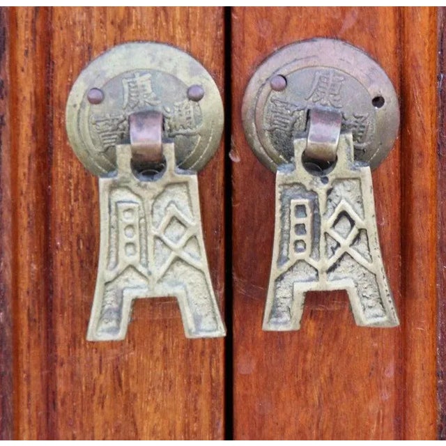Brown Mid 20th Century Pair Asian Rosewood Chinoiserie Nightstands For Sale - Image 8 of 10